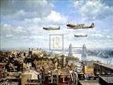 Spitfires Over London, Art Poster by J Young