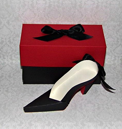 25 Small Black with Red Sole High Heel Paper Shoe Wedding Favor, Party Favor Boxes, Keepsake Decoration