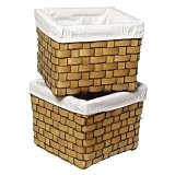 Set of 2 Storage Baskets - Honey/White (10)