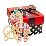 Purple Horse Bling Crystals Rhinestone Handbag Charm Keyring Key Chain Holder w/Gift Box