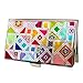 Mother of Pearl Yellow Green Red Business Credit Name Id Card Case Holder Metal Stainless Steel Engraved Slim Purse Pocket Cash Money Wallet with Colorful Patchwork Design