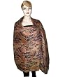 Dark Eggplant Fiery Orange Paisley Indian Jamawar Pashmina Shawl 82x43