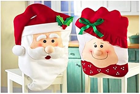 6 Pc, Size: 54x44cm, Mr & Mrs Santa Claus Christmas Kitchen Chair Covers,dinner Chairs Covers ,Banquet Chair Covers 6pcs