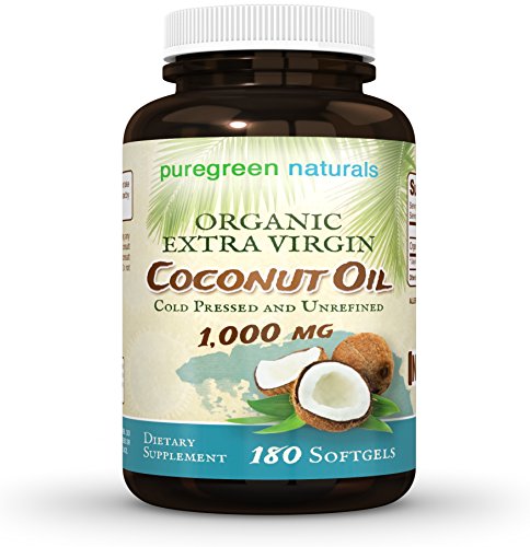 Coconut Oil Capsules - 1000 mg Organic Extra Virgin - 180 Softgels - Great Pills for Energy, Weight Management, Hair, and Skin