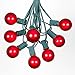 G40 Patio String Lights With 25 Red Globe Bulbs - Vintage Backyard Patio Lights - Green Wire - 25 Foot