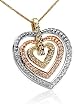 10k White, Yellow and Rose Gold Diamond Heart Pendant (1/2 cttw)