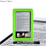 Premium Grade Barnes & Noble Nook Silicone Skin Cover Case (Green) + 4-inch eBigvalue(TM) Determination Hand Strap