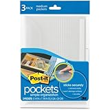 Post-it Pockets with Closure, Medium, 5-1/4 x 7-7/8-Inches, Clear with Dots, 3-Pack