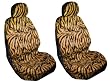 Tan Zebra Tiger Animal Print Front Low Back Bucket Seat Covers - Pair