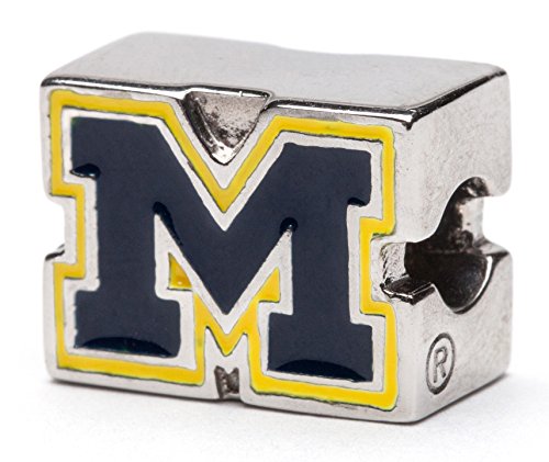 University of Michigan Block M Logo Bead Charm - Blue with Maize - Fits Pandora & Others