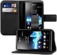 kwmobile&reg; Elegant leather case for the Sony Xperia E with magnetic fastener and stand function in Black