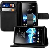 kwmobile&reg; Elegant leather case for the Sony Xperia E with magnetic fastener and stand function in Black