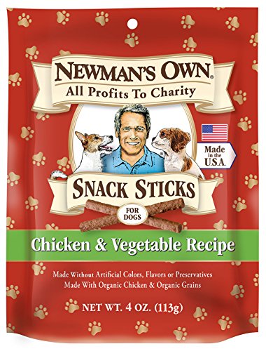 Newman's Own Snack Sticks for Dogs, Chicken & Vegetable, 4-Ounce Bag (Pack of 6)