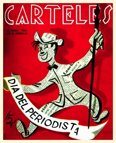 12x18 Cuban poster"Day of the Journalist"Newspaper guy. 324