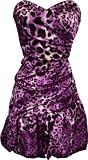 Leopard Print Satin Bubble Mini Dress Prom Formal Junior Plus Size