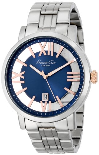 Kenneth Cole New York Men's KC9340 Transparency Round Blue Transparent Dial Bracelet Watch