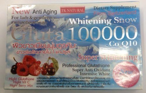 10x Gluta 100000 Co Q10 Whitening Snow Dietary Supplement From Switzerland (1 Box = 10 capsules)