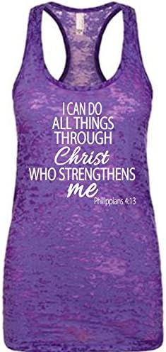 Lambs Tanned Women's I Can Do All Things Racerback Burnout X-Large Purple Rush