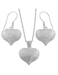 Sterling Silver Heart Earrinngs and Necklace Set