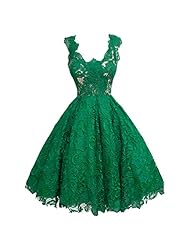 Sexy V-neck Vintage Lace Fit-and-Flare Floral Print Sleeveless Evening Dress/Homecoming Dress/Prom Dress/Party Dress 