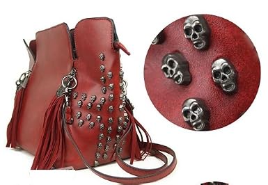 Tassel Skull Women Faux Leather Padlock Designer Inspired Tote Bag