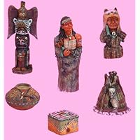 6 Wax Candles - Set of Native American Indian Items