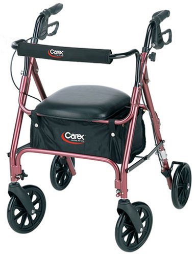 Carex rolling walker / rollator with padded seat and backrest