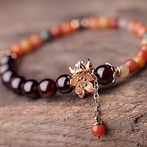 God of Happiness Sterling gold plated China style DIY Jewelry 18mm Natural crystal garnet Bracelet