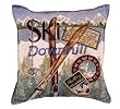 Vintage Skiing Winter Sports Decorative Throw Pillow 17" x 17"