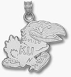 Kansas Jayhawks Polished Jayhawk 3/4 Pendant - Sterling Silver Jewelry