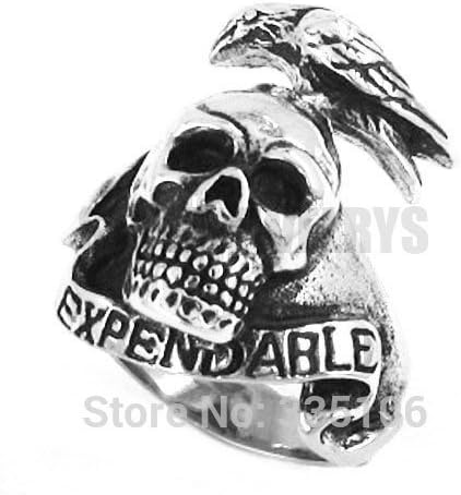 GLucky Jew: Expendable Ring Stainless Steel Jewelry New Design Trendy Motor Biker Skull Men Ring SWR0289 8.0