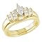 14K Yellow Gold 1/2 Carat Square Accent Diamond Bridal Ring Set