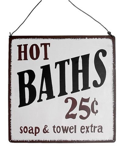 HOT BATHS tin metal sign SHABBY CHIC American retro