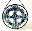 Green Celtic Cross in Stained Glass