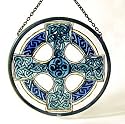 Green Celtic Cross in Stained Glass