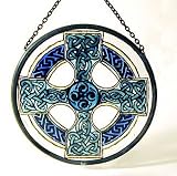 Green Celtic Cross in Stained Glass