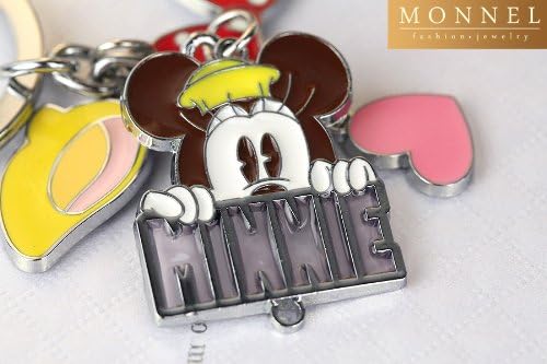 Z187 Adorable Minnie Mouse Red Bow Heart Charms Keychain Key Ring