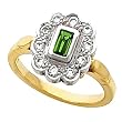 14K Two-Tone Gold Chatham Created Emerald and Diamond Ring