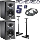 JBL LSR 2325P Active Powered Studio Monitors with Stand and 20 Foot XLR Cables