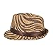 TrendsBlue Dark Brown Zebra Print Ribbon Band Fedora Straw Hat