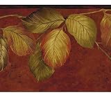 Maroon Botanical Wallpaper Border