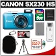 Canon PowerShot SX230 HS Digital Camera (Blue) with 8GB Card + Battery + Case + Accessory Kit Canon PowerShot SX230 HS Digital Camera (Blue) with 8GB Card + Battery + Case + Accessory Kit