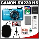 Canon PowerShot SX230 HS Digital Camera (Blue) with 8GB Card + Battery + Ca ....