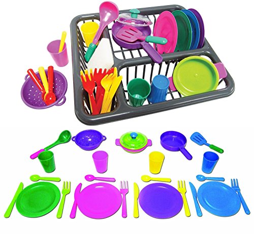 Children's Kitchen Play Dishes Set for Kids, 27 Piece set