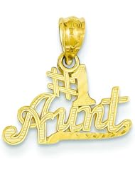 14K Yellow Gold #1 Aunt Pendant Charm FindingKing