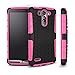 G3 Vigor/Mini Phone Case, Hongqing Shop 2 in 1 Tire Thread Slim Fit Dual Layer with Kickstand, PC Hard Armor Back Combine Muiti-color Option Soft TPU Inner Protective Cover Case for LG G3 Vigor/Mini 5 Inch Screen Smartphone (Hot Pink)