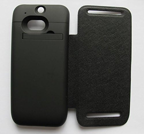 ZOK 4500mAh Extended Battery Charger Case With Flap Back Up Power Bank for HTC One M8 Color Black