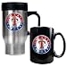 Texas Rangers MLB Stainless Steel Travel Mug & Black Ceramic Mug Set - Primary Logo by Great American Products