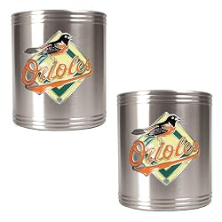 Baltimore Orioles MLB 2pc Stainless Steel Can Holder Set- Primary Logo by Great American Products