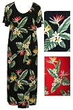 Regular & Plus Size Round Neck Long Dress - Bird of Paradise Display Hawaiian Aloha Caftan/Kaftan Style Evening Dress